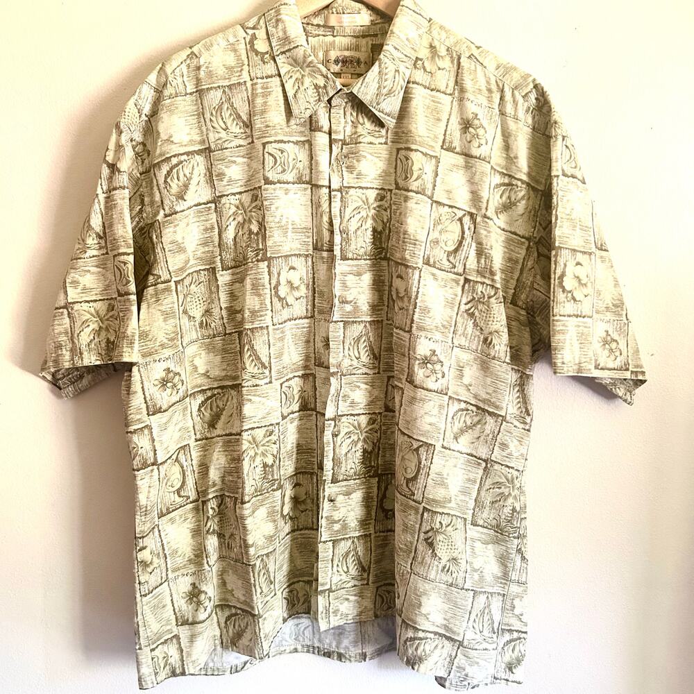Campia Short Sleeve Hawaiian Theme Button Down Shirt Size XXL